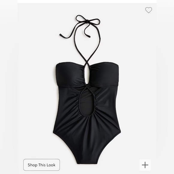 NWT J.Crew Size 6 One Piece  Cut Out Halter Swimsuit In Black - Picture 3 of 10